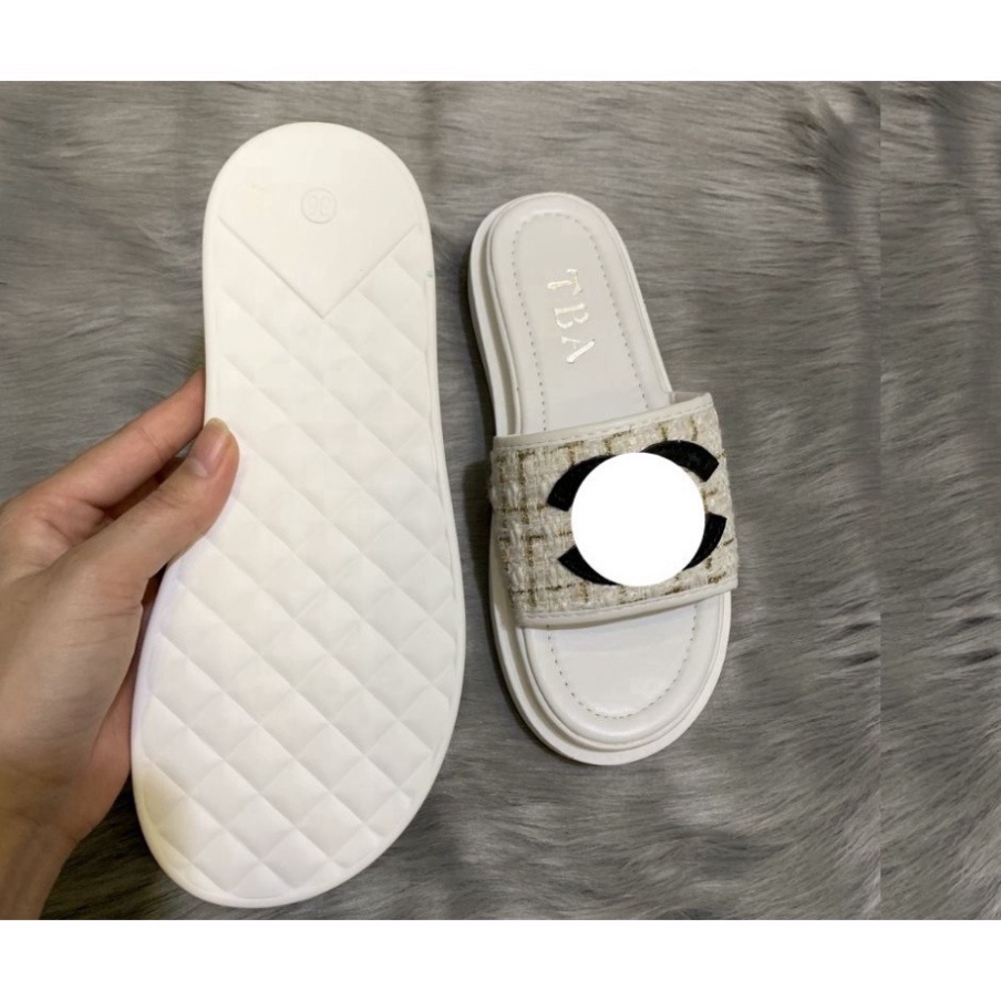 Dép nữ chanel, dép chữ X quai phối vải ánh kim, đế bánh mỳ êm chân sang chảnh 2021 - Hàng Loại 1 - FreeShip