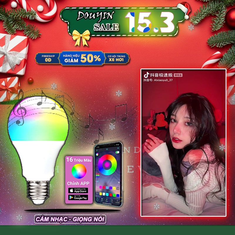 Đèn led tiktok 16 triệu màu quay tiktok giá rẻ, đổi màu bằng điều khiển,tặng kèm đui cắm