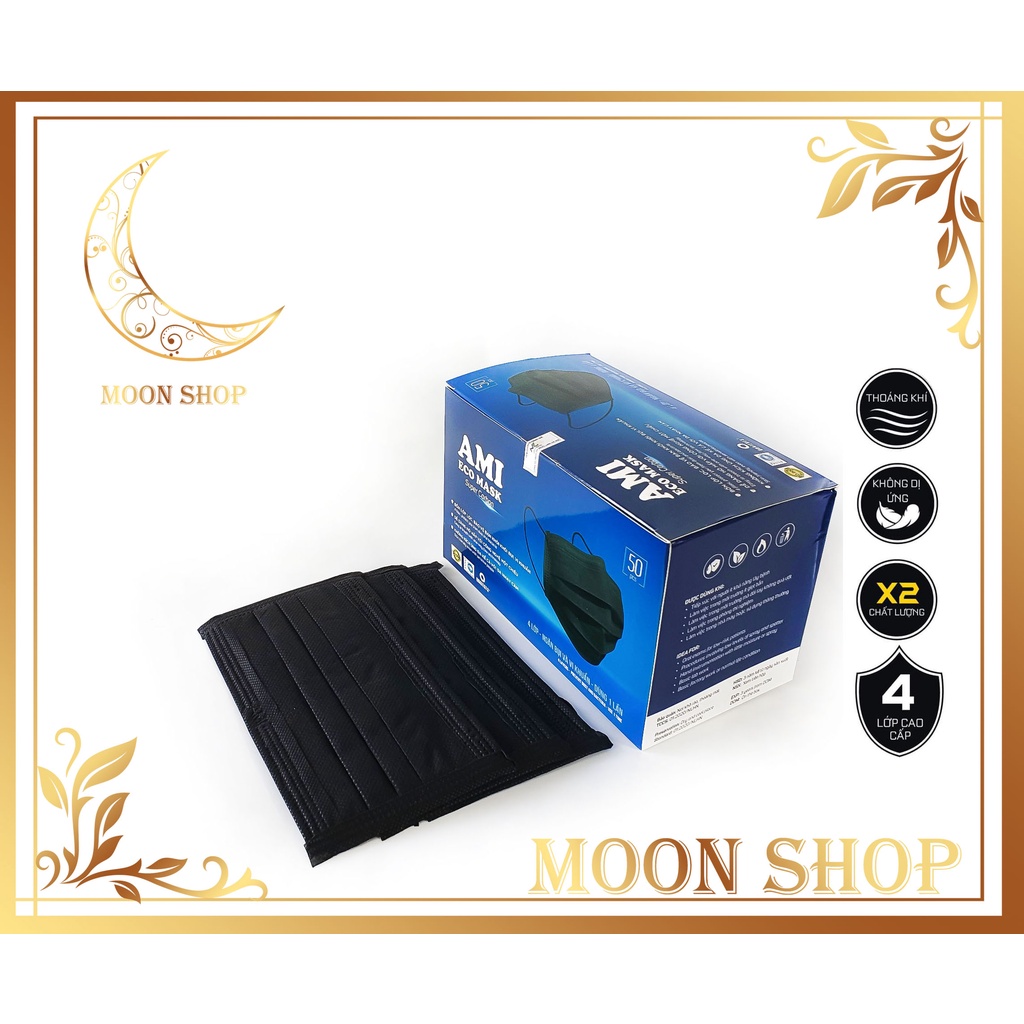 Khẩu trang Ami 4 lớp chuẩn đủ 4 màu hộp 50 cái