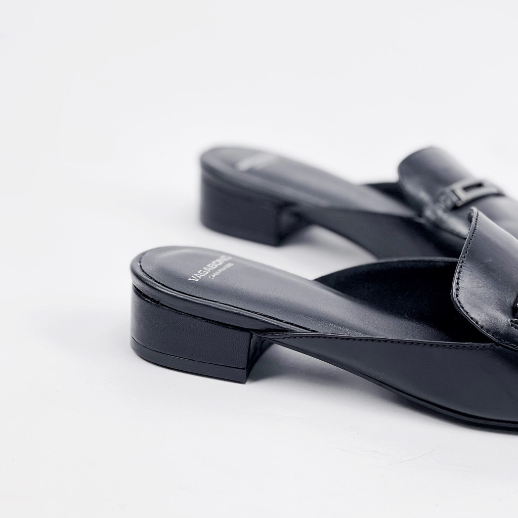 Dép sục nữ da thật, sục da thật mũi vuông đế bệt 2cm đai kim loại - Hàng VNXK - Kimy Store