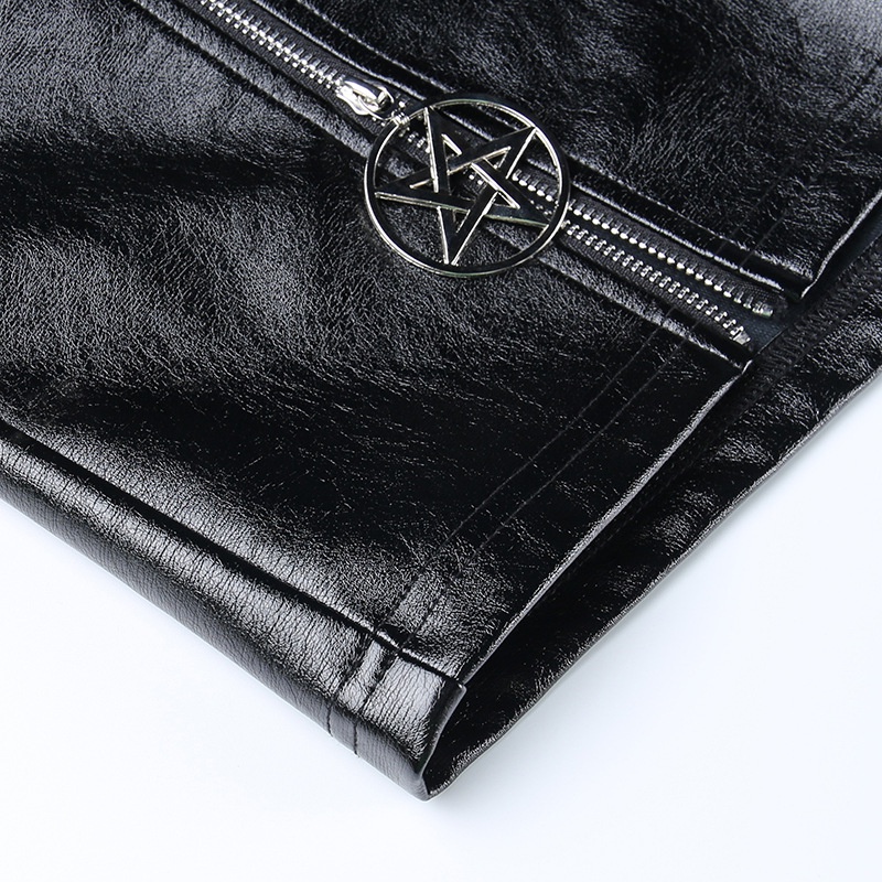 Chân Váy Midi Da PU Thiết Kế Khoá Kéo Hợp Thời Trang