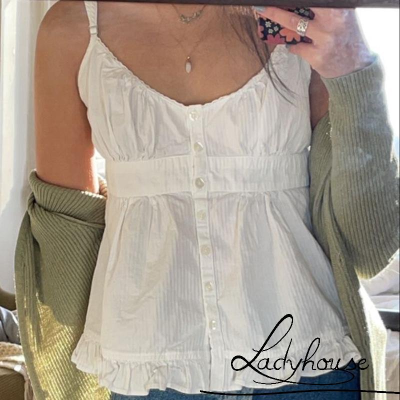 Áo Yếm Hai Dây Cổ Chữ V Sâu Màu Trơn / Sọc Caro Thời Trang Mùa Hè Cho Nữ