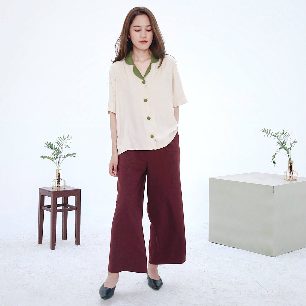 Chicka Chicka - Quần suông Basic wide pants - Màu Burgundy