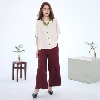 Chicka Chicka - Quần suông Basic wide pants - Màu Burgundy