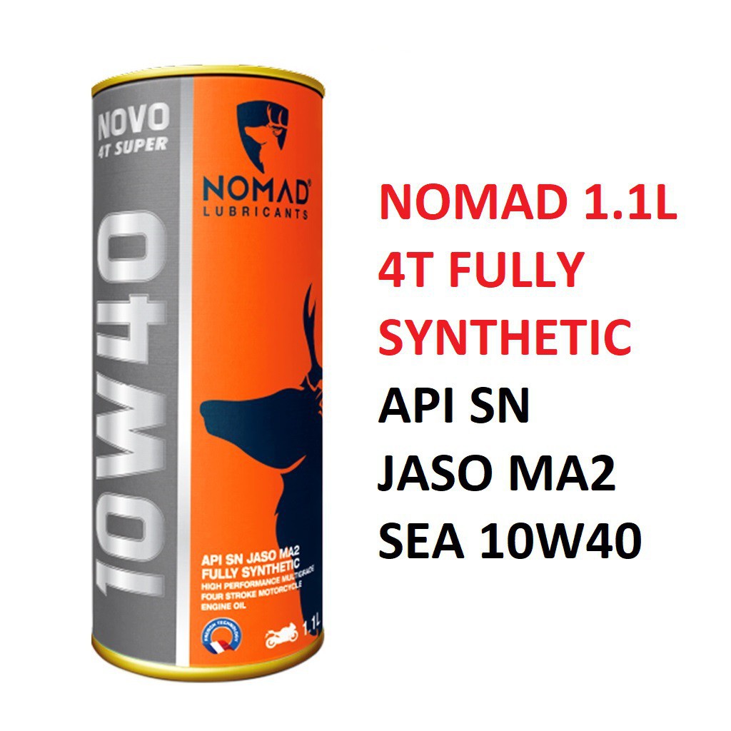 Dầu nhớt tổng hợp toàn phần NOMAD 1.1L API SN- JASO MA2 10W40 nhớt xe máy NK Thái Lan