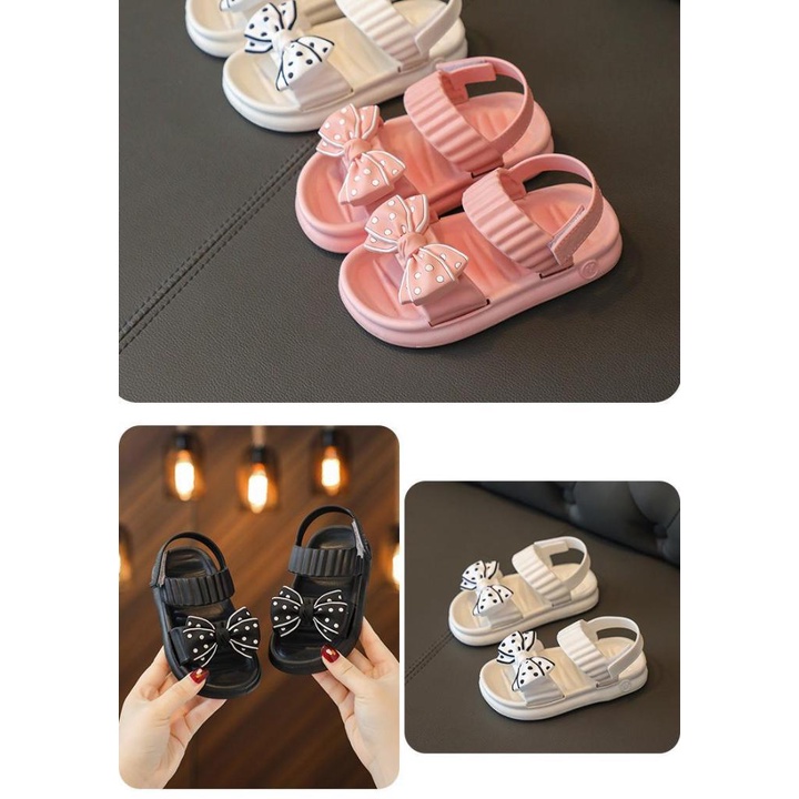 Sandal bé gái nơ chấm bi đáng yêu cho bé đi học đi chơi [SDG28]