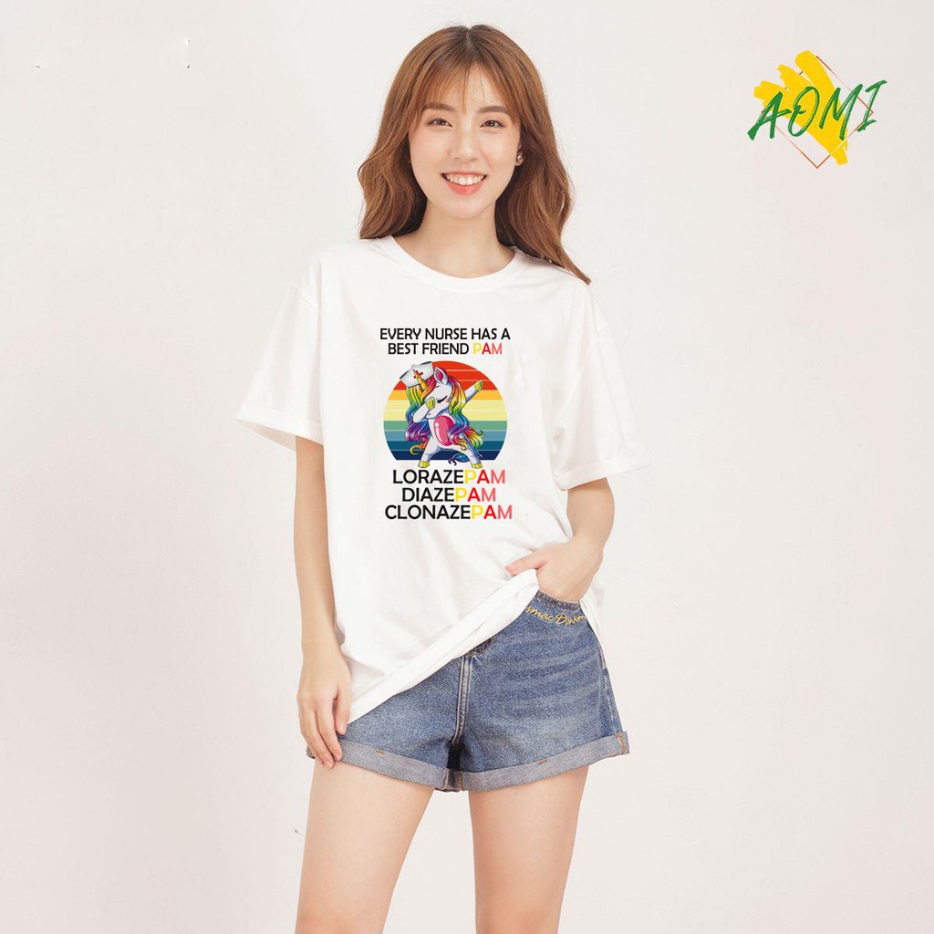 ÁO THUN UNISEX AOMI NURSE BEST FRIEND TAY NGẮN TAY LỠ NAM NỮ CHẤT VẢI LOẠI MỘT