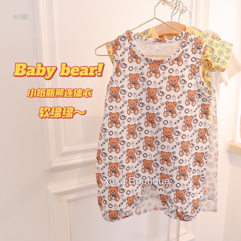 Body Đùi Cộc Tay Gấu QCCC. Style Hàn Quốc Cotton Cực Đẹp [Ảnh Thật] cho bé 0-24 tháng