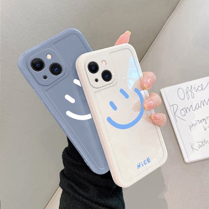 Ốp lưng tráng gương cạnh vuông, hoạ tiết hoạt hình mặt cười, NICE dễ thương giành cho iphone 13
