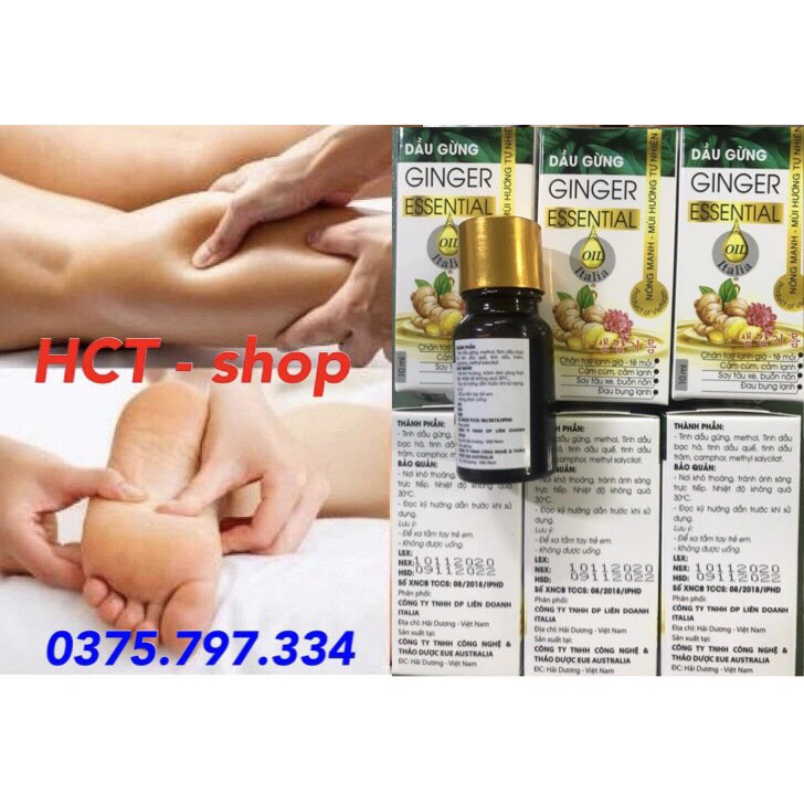 DẦU GỪNG MASSAGE BODY, LÀM ẤM CƠ THỂ, CHỐNG SAY XE 10ML