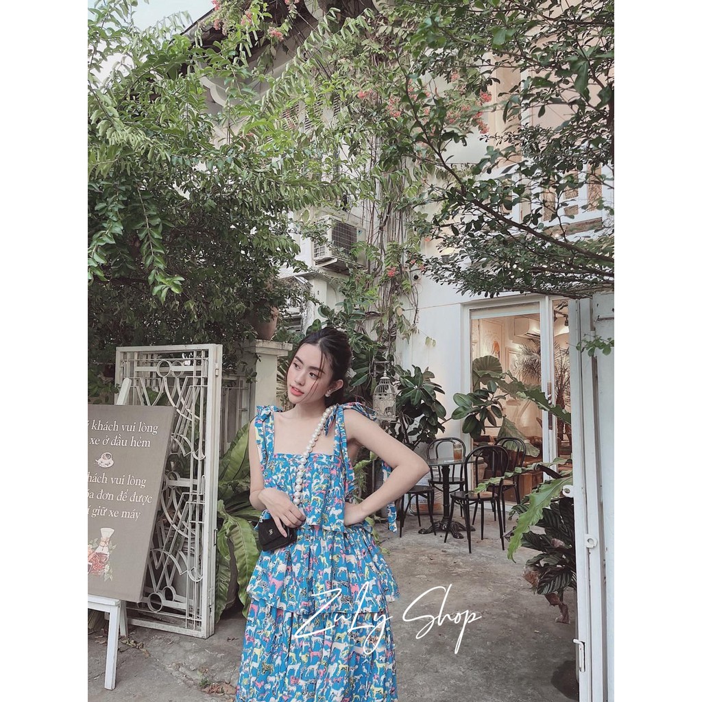 [KÈM QUÀ TẶNG] Váy hai dây xòe tầng màu xanh trời cực đẹp ZuLyShop | BigBuy360 - bigbuy360.vn