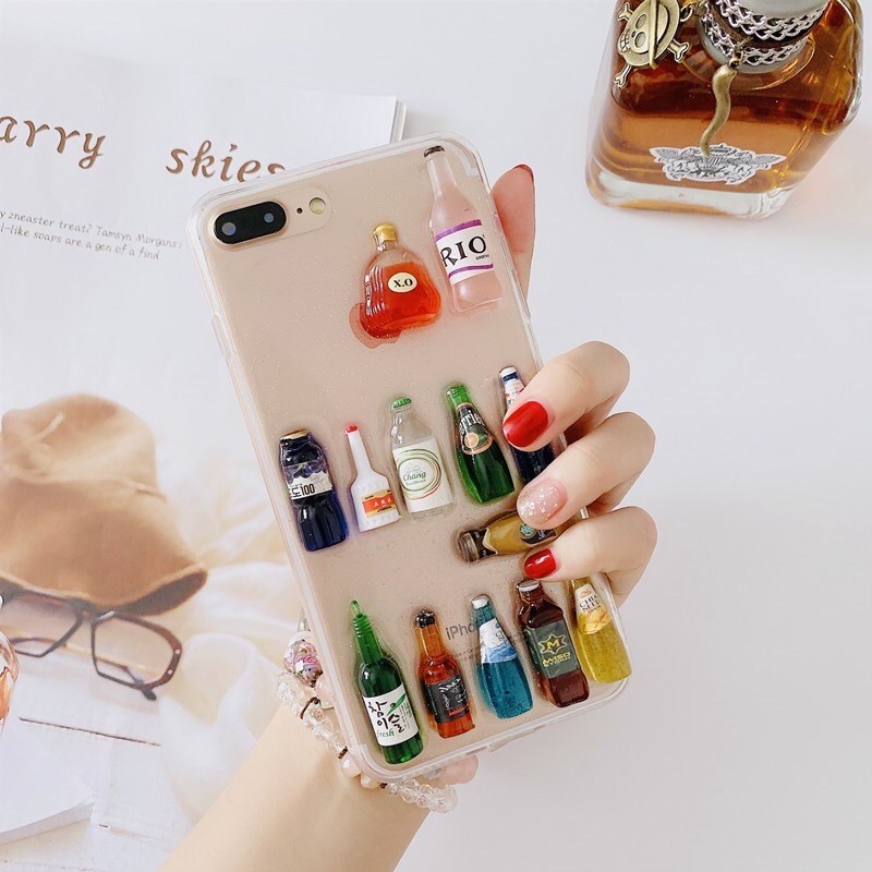 Ốp điện thoại hoạ tiết nổi hình chai rượu độc đáo