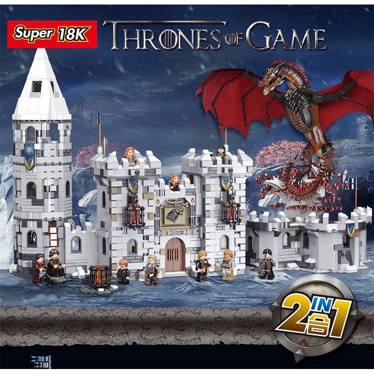 Đồ chơi Lắp ghép Mô hình  Drama Game of Thrones Winterfell Castle dragon MOC-39717 Figures Model K101