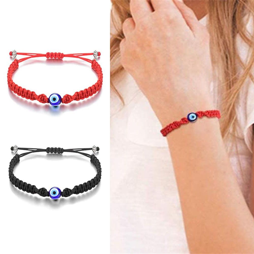 Vòng đeo tay kiểu sợi chỉ đỏ/ đen may mắn thiết kế thời trang có thể điều chỉnh