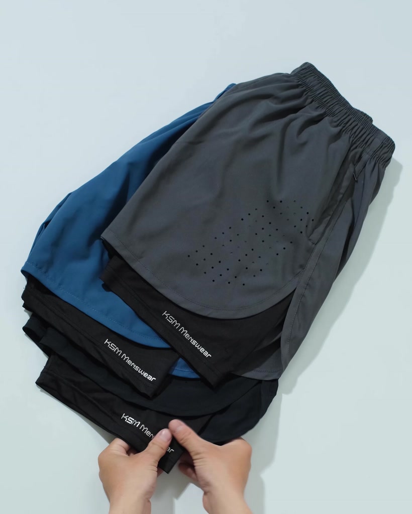 Quần Đùi Thể Thao 2 Lớp Tập Gym Nam KSM Menswear Thiết Kế Đục Lỗ Lai Bầu, Túi Zip Phù Hợp Chạy Bộ, Bơi Lội, Đạp Xe Q263 | BigBuy360 - bigbuy360.vn
