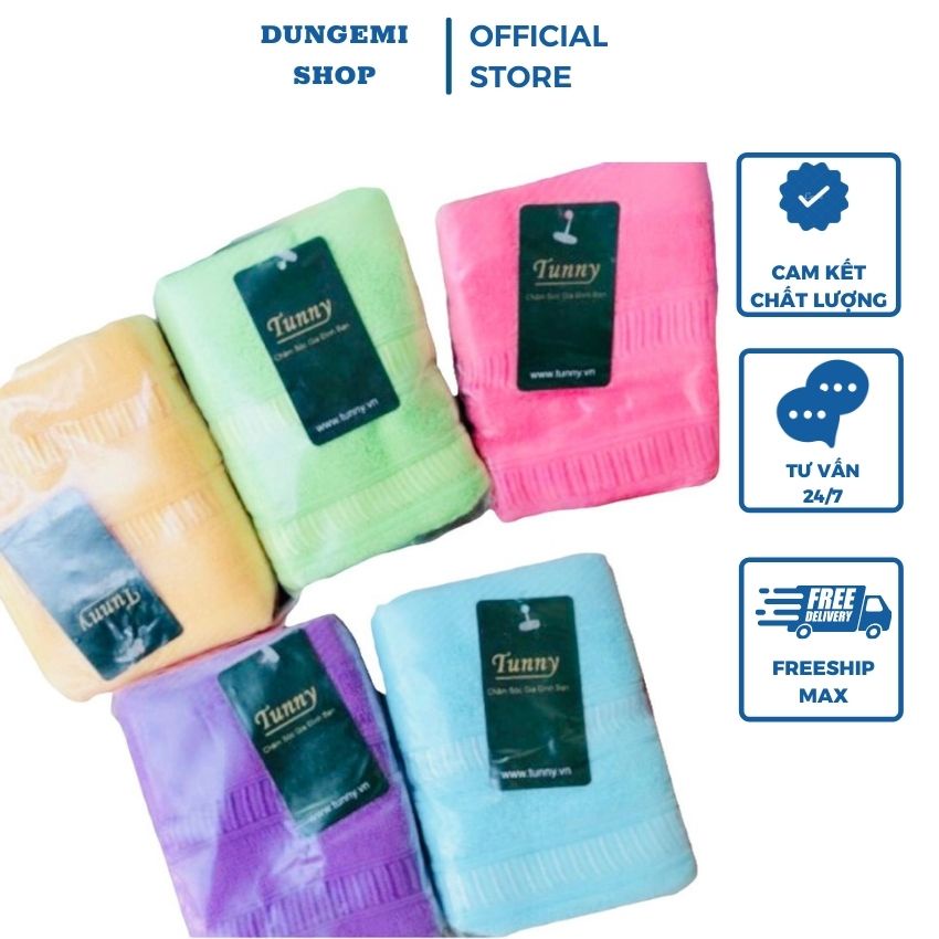 Khăn mặt 100% cotton siêu thấm hút không sổ lông phai màu cao cấp Tunny 30 x 50 cm khăn lau mặt mềm mịn dungemishhop