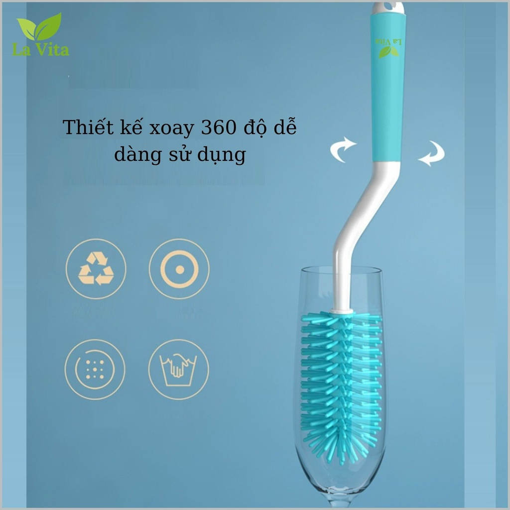 Bộ 3 Cọ rửa Bình Sữa Silicon La Vita Cao Cấp Tay Cầm Xoay 360 Độ (katydang)