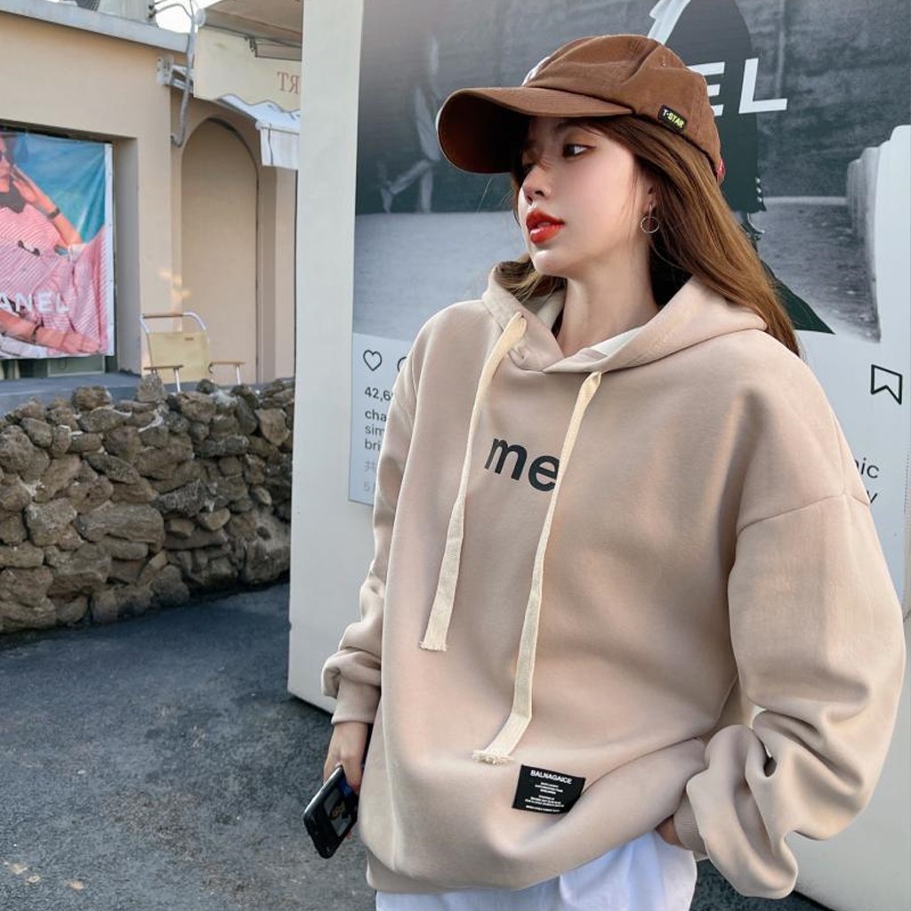 Áo Hoodie Nữ VIESTAR hoodie vintage áo nỉ form rộng tay dài Hàn Quốc ME