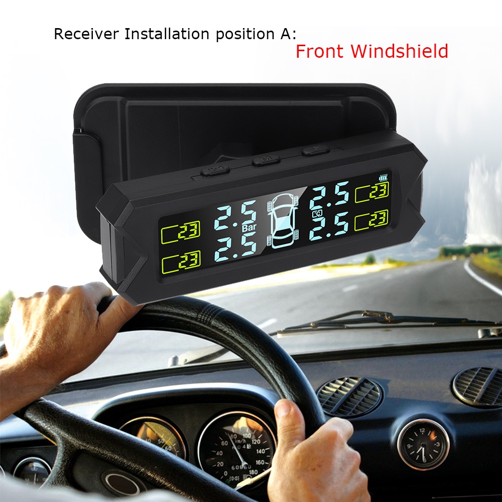 Hệ thống theo dõi áp suất lốp PECHAM TPMS có màn hình lcd màu hiển thị 0-8bar sử dụng năng lượng mặt trời chuyên dụng