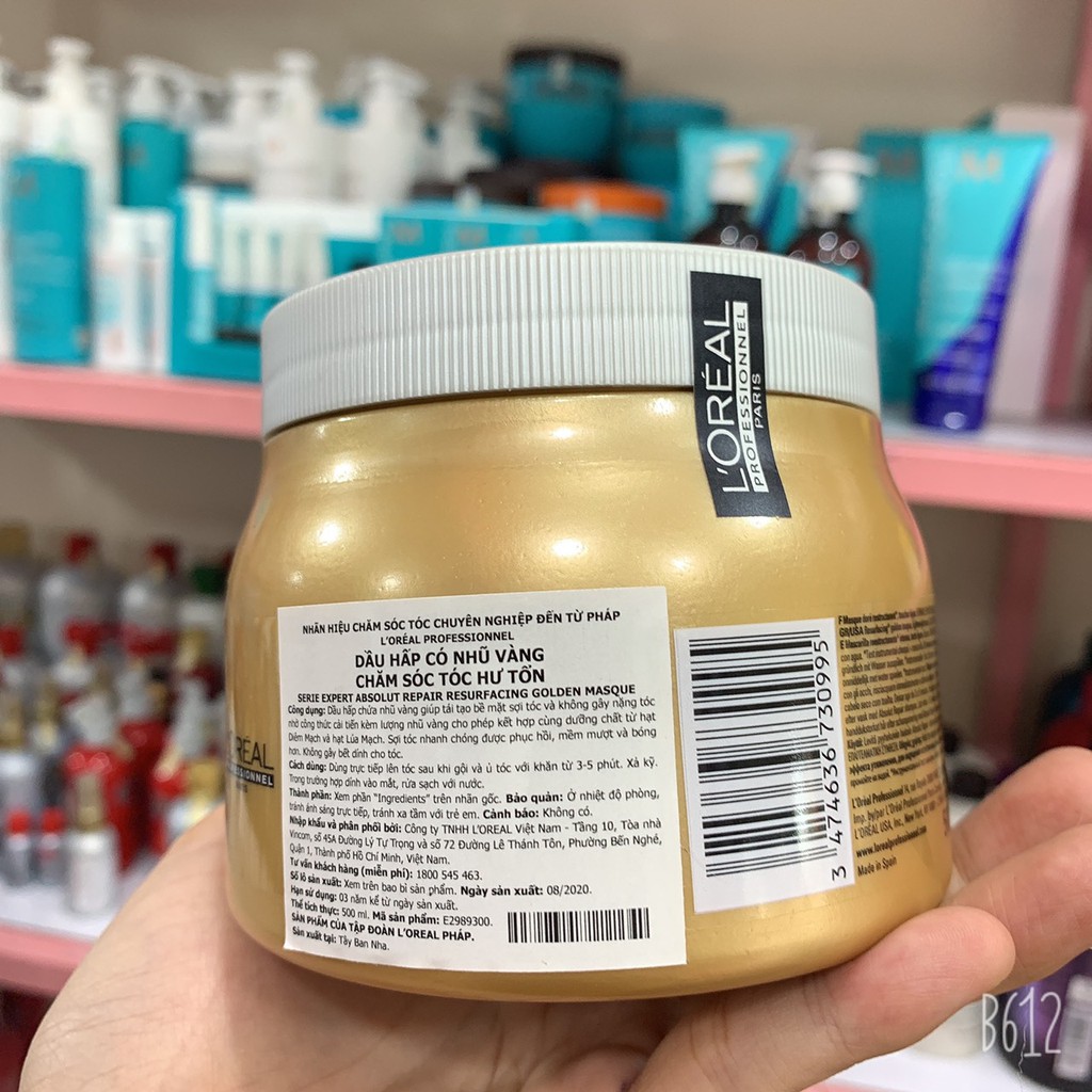 Dầu Hấp Loreal Nhũ Vàng Phục Hồi Tóc Hư Tổn 250ml/500ml Serie Expert Absolut Repair Gold Quinoa + Protein Golde