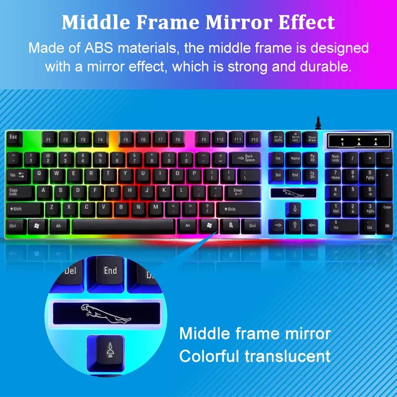 Bộ Bàn Phím Kèm Chuột Có Dây Giả Cơ Gaming Tích Hợp Đèn Led Rgb Thích Hợp Cho Nhân Văn Văn Phòng Sinh Viên Gia Đình