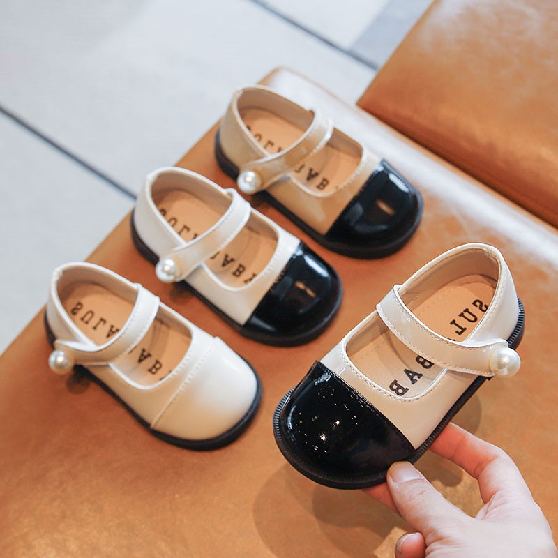 Giày búp bê bằng da đế mềm phong cách Hàn Quốc hợp thời trang cho bé gái