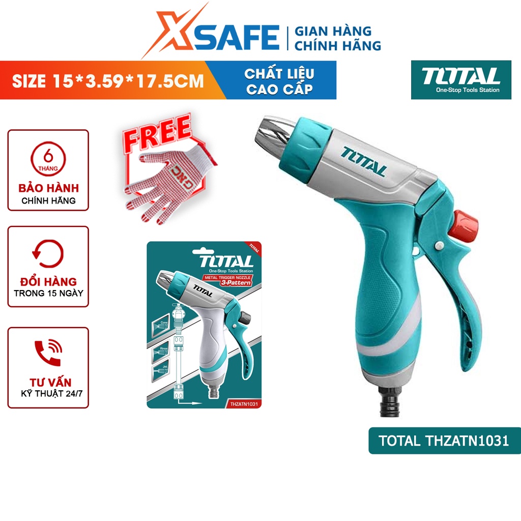 Vòi phun máy xịt rửa TOTAL THZATN1031 3 tia Kích thước 15*3.59*17.5cm, kích hoạt 3 chiều điều chỉnh