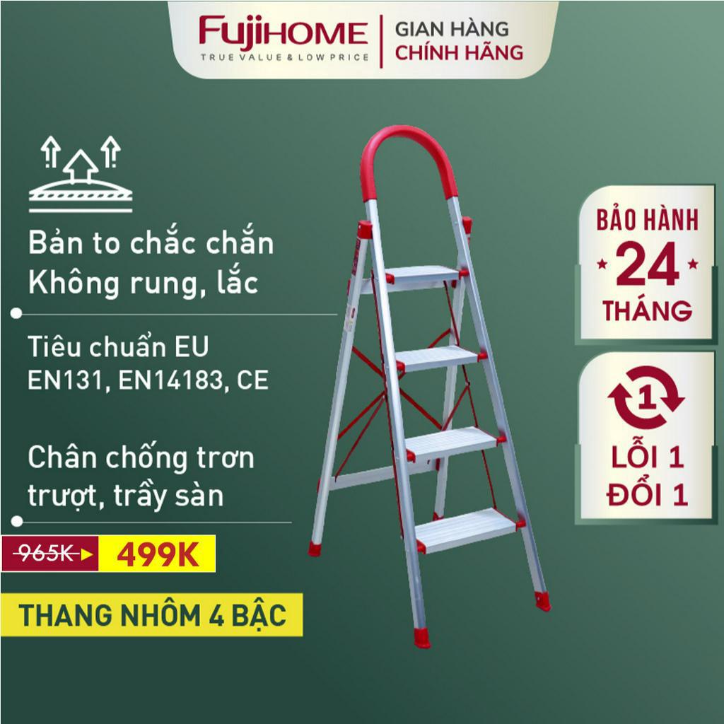 Thang ghế nhôm tay vịn chữ A bản to 3 - 4 - 5 bậc từ 1,2M - 1,65M xếp gọn FUJIHOME step stool ladder