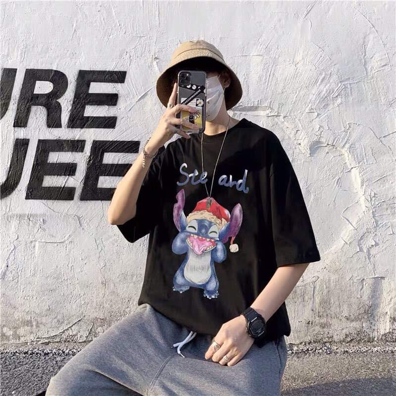 [2Buffalo] Áo thun Unisex, áo thun nam nữ tay ngắn Stich cổ tròn mát mẻ vải spandex thích hợp cho mùa hè form oversize | BigBuy360 - bigbuy360.vn