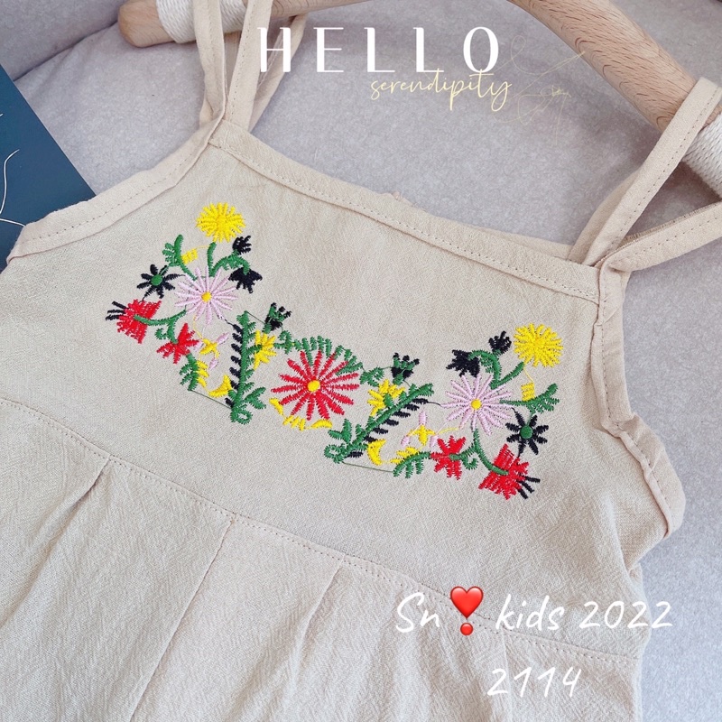 Jump hai dây chất đũi cara thêu hoa loại 1 cho bé gái chất đẹp
