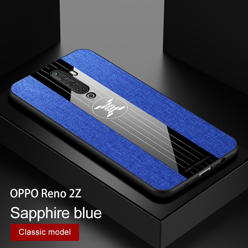 Ốp điện thoại silicon mềm phối chất liệu vải kèm nhẫn đỡ cho OPPO Reno 2Z 2F