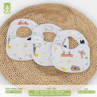 Yếm tròn sơ sinh, yếm tròn sơ sinh cho bé Mipbi set 3 cái