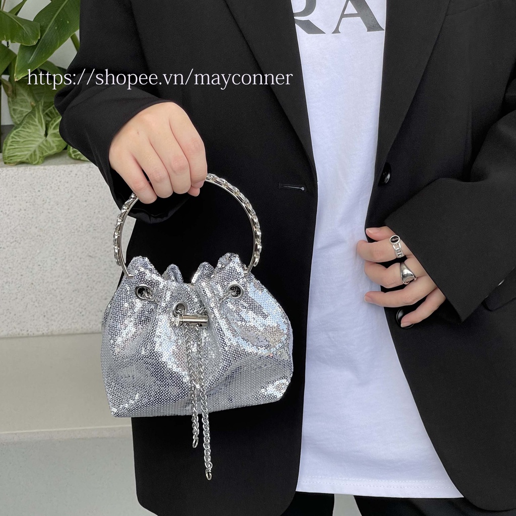 Túi xách tay/túi đeo chéo đính hạt kim sa lấp lánh bling bling TA03
