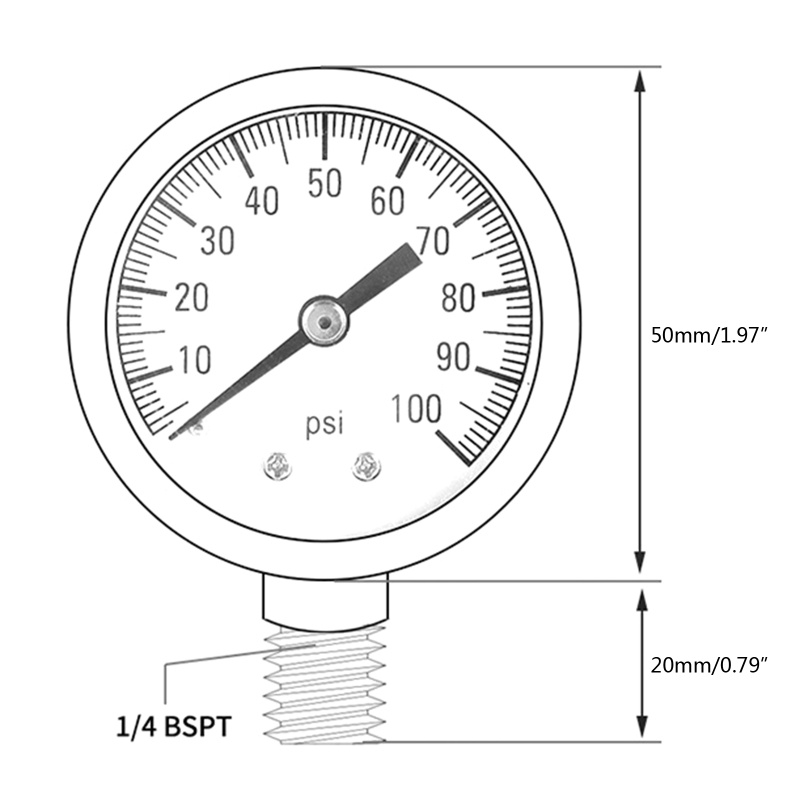 Đồng Hồ Đo Áp Suất Không Khí 1 4 Inch Đường Kính 50mm Chuyên Dụng