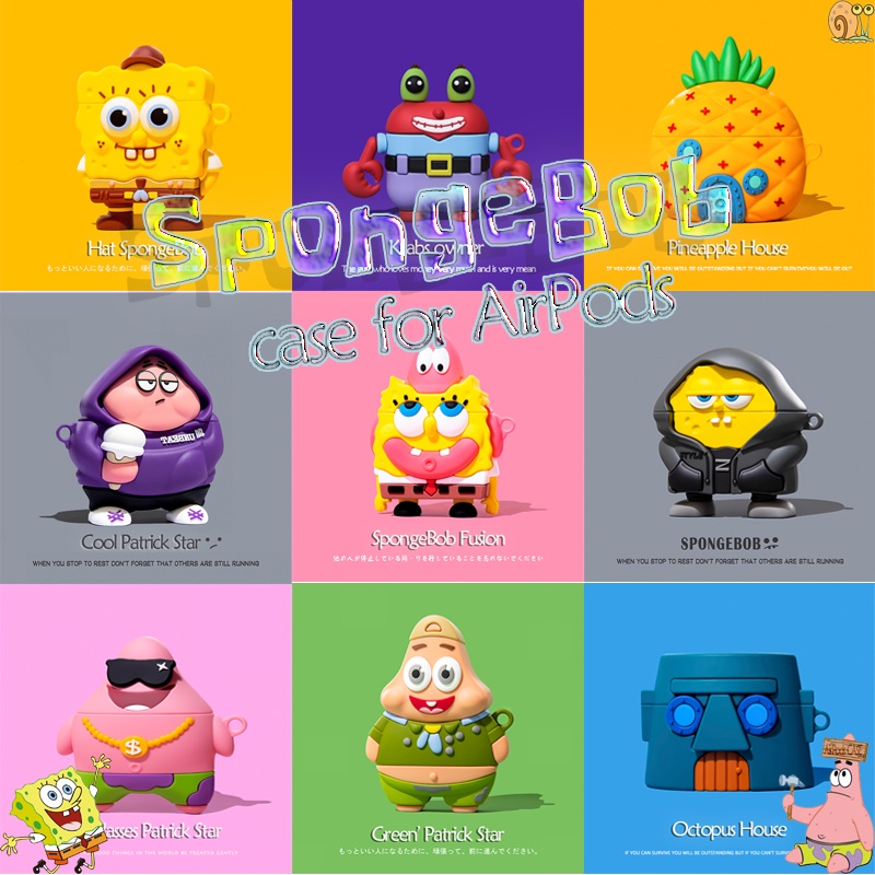 Cartoon SpongeBob Headphone Case for AirPods3gen case Cool Patrick Star Headphone Case 2021 New for AirPods3 Headphone Case Compatible with AirPodsPro case AirPods2gen case