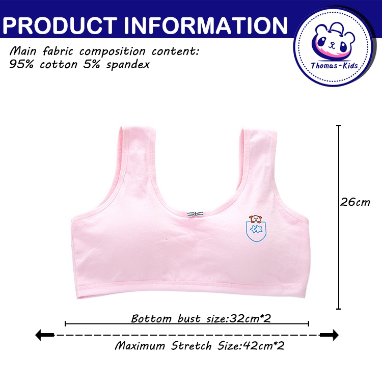 Áo Ngực Cotton Hai Dây Mỏng Thoáng Khí Thời Trang Mùa Hè Cho Bé Gái 8-16 Tuổi