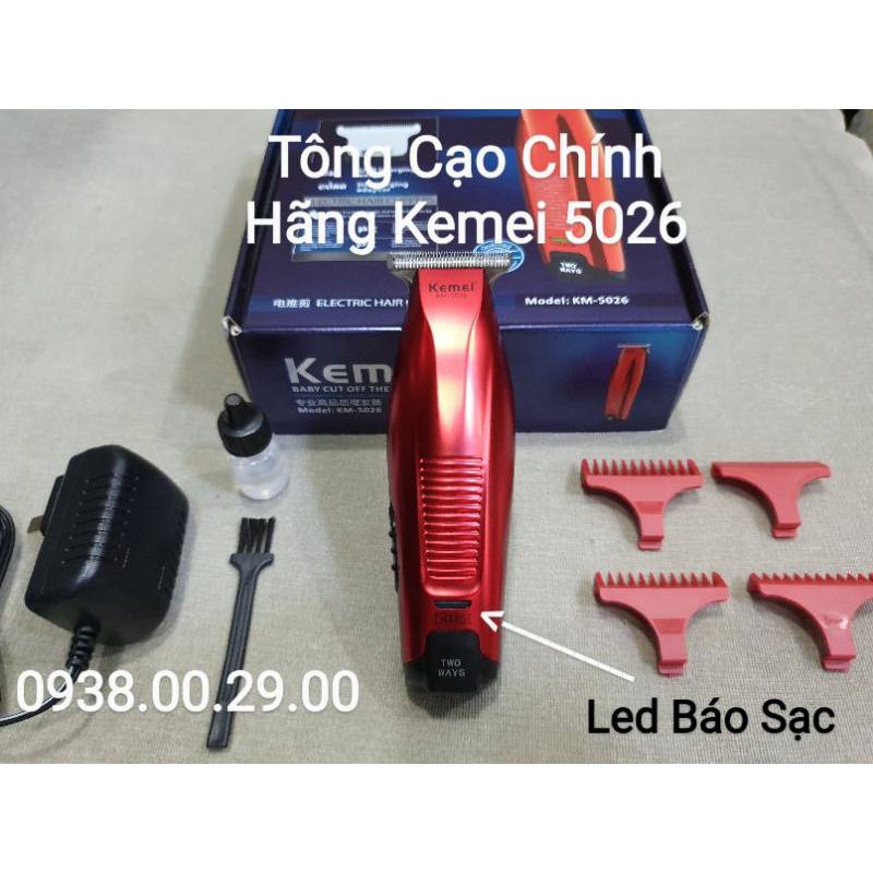 Tông Đơ Cạo Viền Chính Hãng Kemei 5026 Lưỡi Thép T-Blade 440C Siêu Bén.(Ảnh thật)