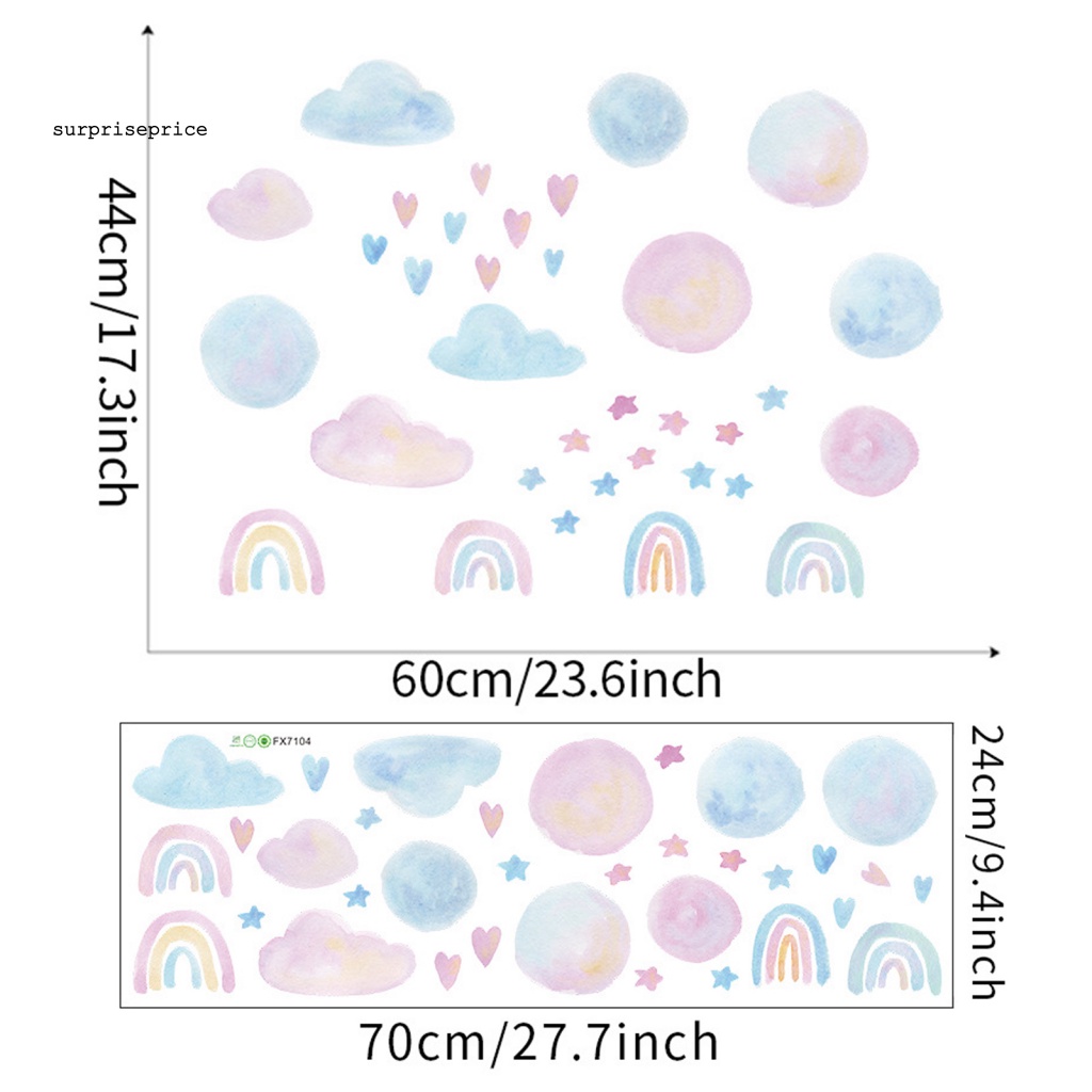 Sticker Dán Tường Họa Tiết Đám Mây Nhiều Màu Sắc Dùng Trang Trí Nhà Trẻ