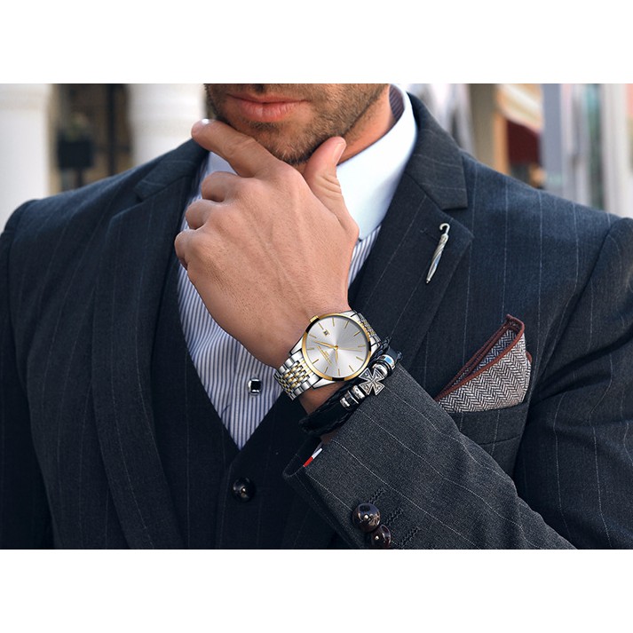 Đồng hồ nam dây thép không gỉ Ontheedge 023 (fullbox)