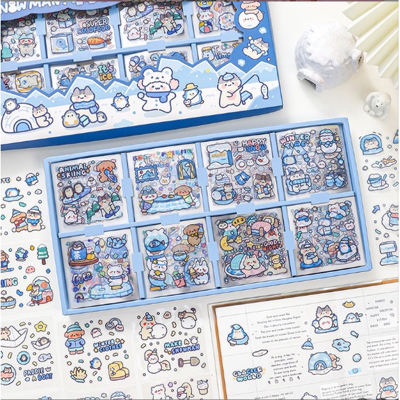 Hộp 200 tấm sticker cute dán sổ văn phòng phẩm sticker dễ thương dán trang trí sổ ,điện thoại ,cốc , laptop