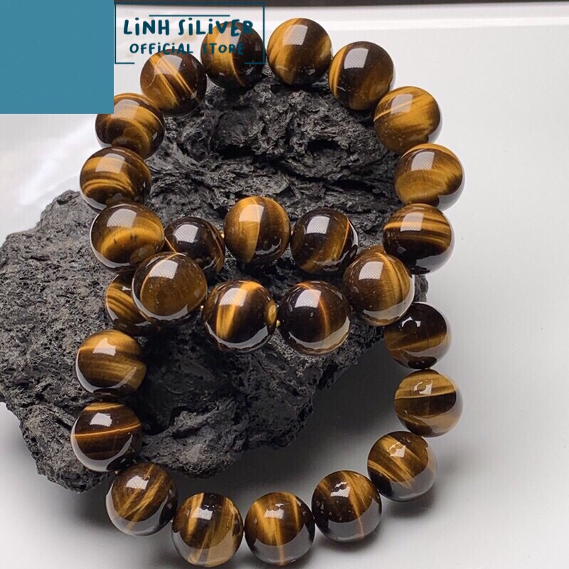 Vòng đá mắt hô  phong thuỷ đủ size nam nữ - vòng đá vàng nâu