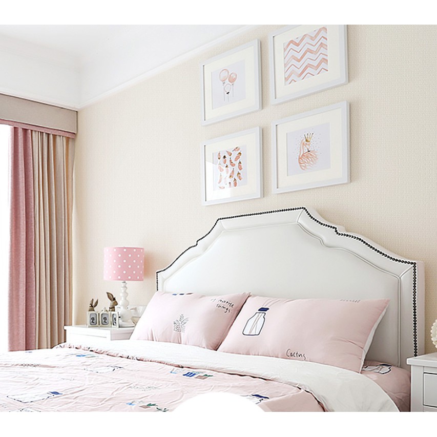 1 mét decal giấy dán tường TRẮNG KEM nhám khổ 45cm keo sẵn bóc dán