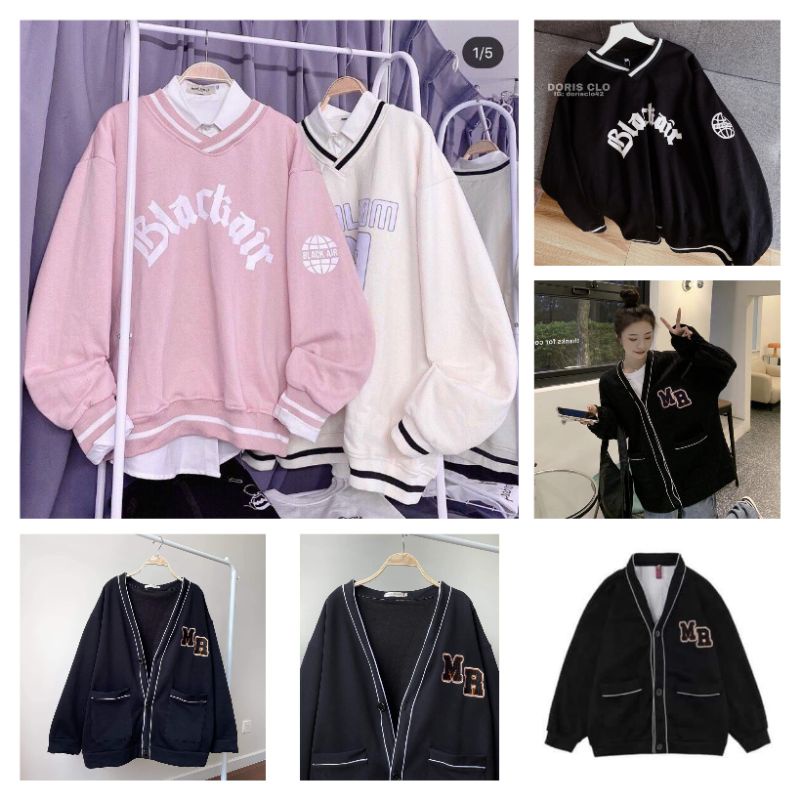 Áo Sweater Cadigan Nỉ Bông Thu Đông Ulzzang Unisex Form Rộng