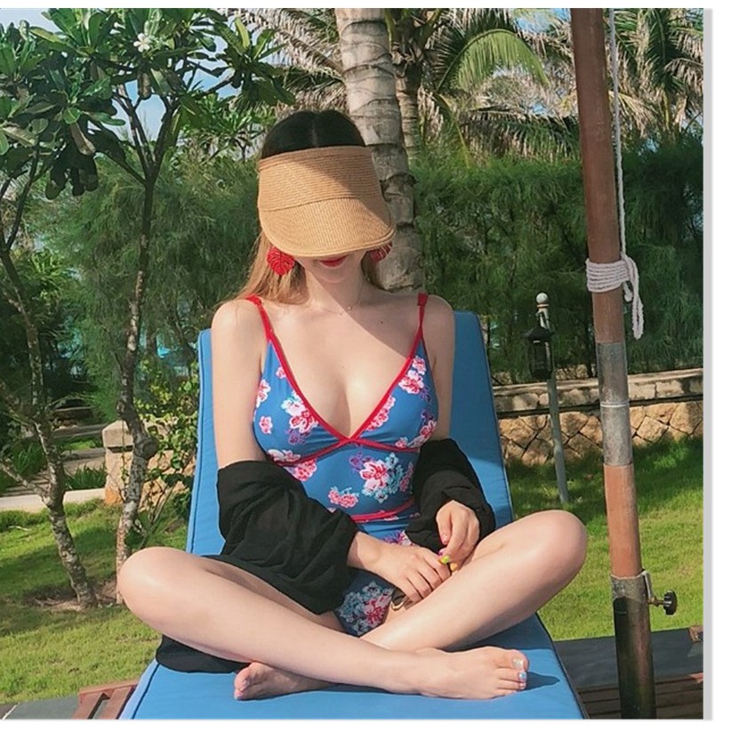 Bikini nữ đẹp, Áo tắm biển nữ in gió hoa áo tắm một mảnh phụ nữ Nhật Bản và Hàn Quốc retro sexy eo cao áo tắm mảnh mai p