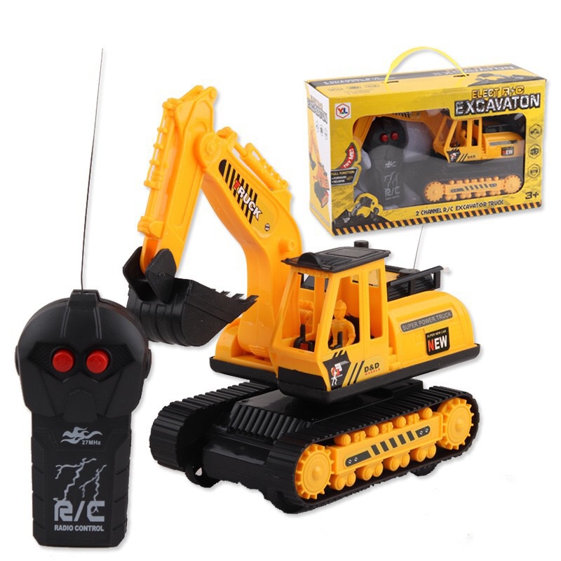 Xe múc điều khiển từ xa, đồ chơi xe cẩu điều khiển tay cầm cho bé
