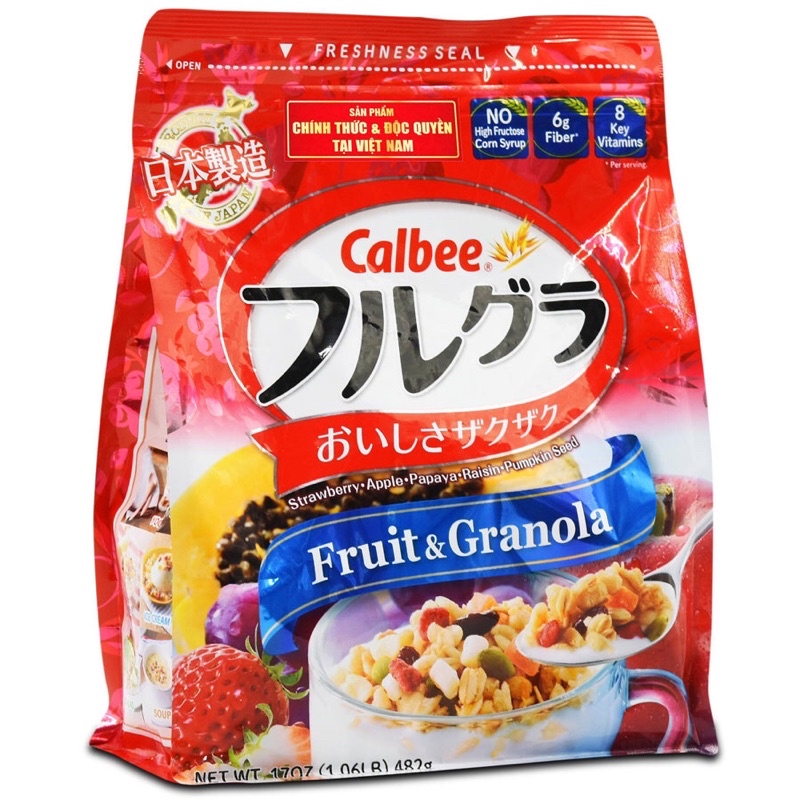 (HSD 22/2/2021) Ngũ cốc trái cây Calbee gói đỏ 800g - Nhật Bản