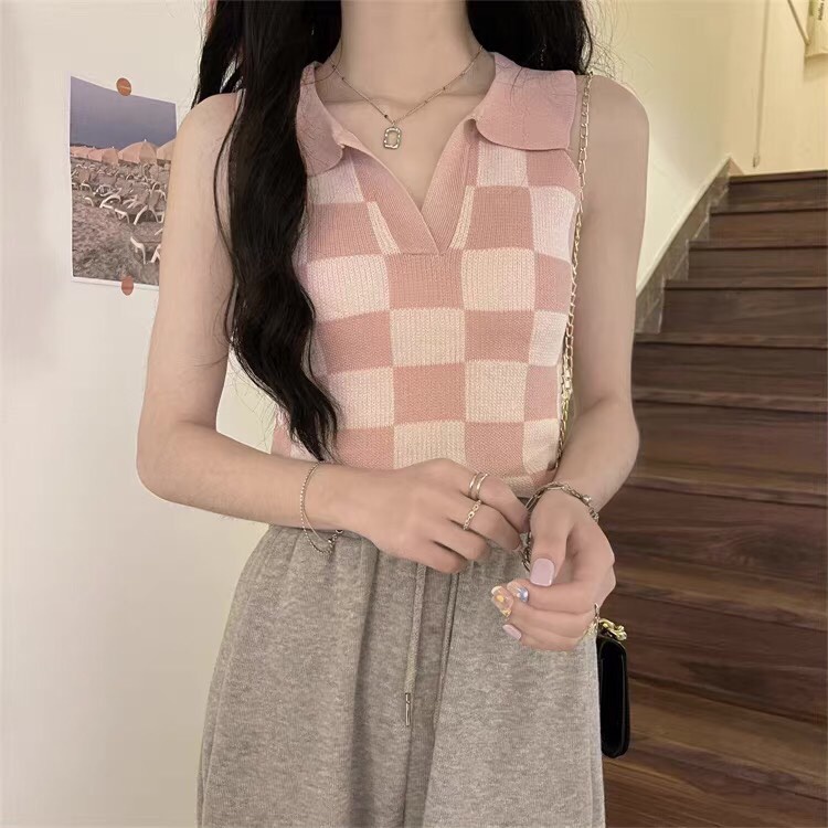 Áo 3 Lỗ Len Kẻ Mongtoghi Cổ Bẻ Nhiều Màu Phong Cách Ulzzang Hàn Quốc