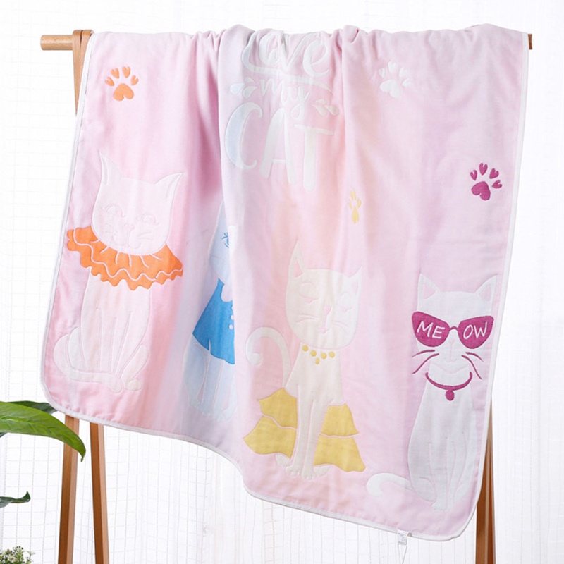 Khăn Tắm Cotton 6 Lớp Dày Dặn Mềm Mại In Họa Tiết Hoạt Hình Dành Cho Bé
