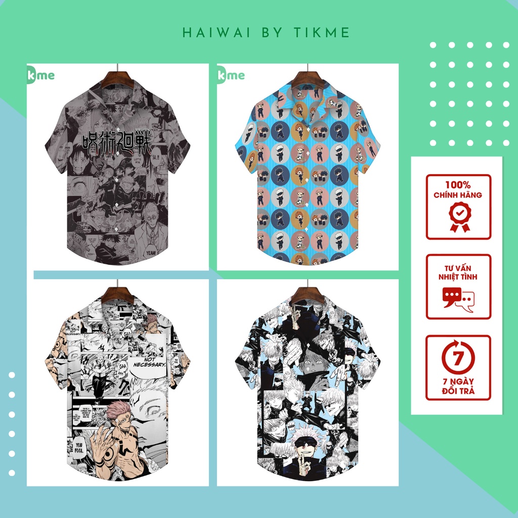 Áo sơ mi hawaii unisex, áo hawaii chủ đề Anime Jujutsu kaisen cho fan anime size XS-2XL