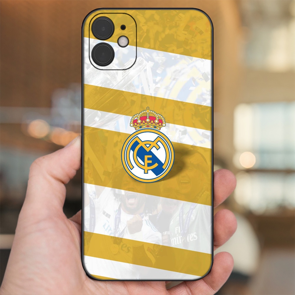 Ốp lưng iPhone 11 dẻo đen cạnh vuông in hình Real Madrid
